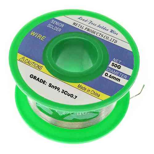 Припій для паяння безсвинцевий олово 0.6мм із флюсом, котушка 50г Вінниця