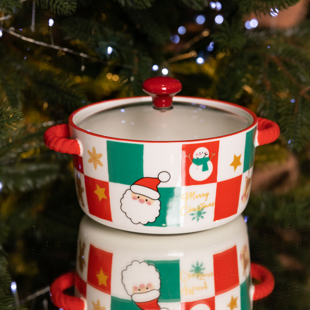 Супниця порцелянова Christmas новорічна 800 (мл) з кришкою Yiwu FM-CS-9C Коломия - фото 1