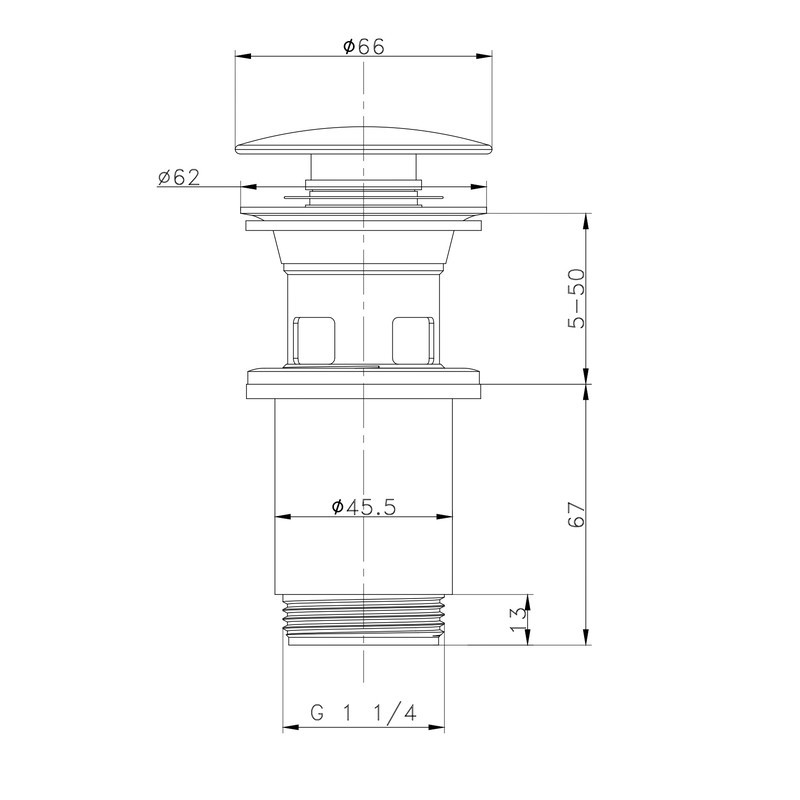 Донный клапан для раковины Zerix BV-01 BLACK 1 1/4'' с переливом автоматический СLICK-СLACK (Цвет черный) (ZX6016) Киев - изображение 7