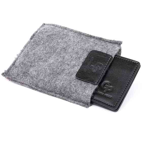 Стильне портмоне з затискачем для грошей без застібки в гладкій шкірі Чорне (GRANDE PELLE) Київ