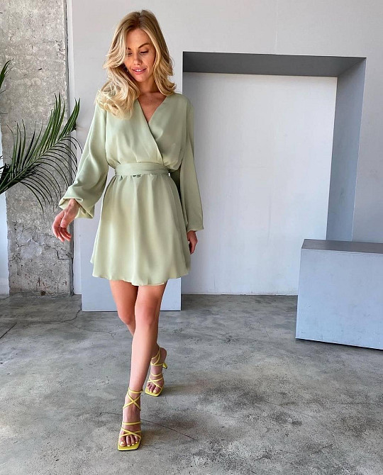 Женское стильное романтичное летнее платье софт Фисташка Одесса - изображение 3