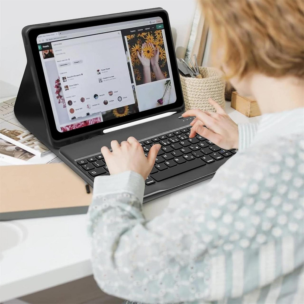 Чехол с Bluetooth клавиатурой QWERTZ для Samsung Galaxy Tab S7 FE/S7+/S8+ 12,4 дюйма съемный защитный черный Киев - изображение 4