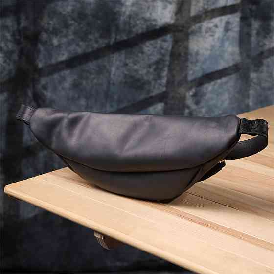 Надежная сумка бананка для мужчин из винтажной натуральной кожи Shvigel 23138 Черный Киев