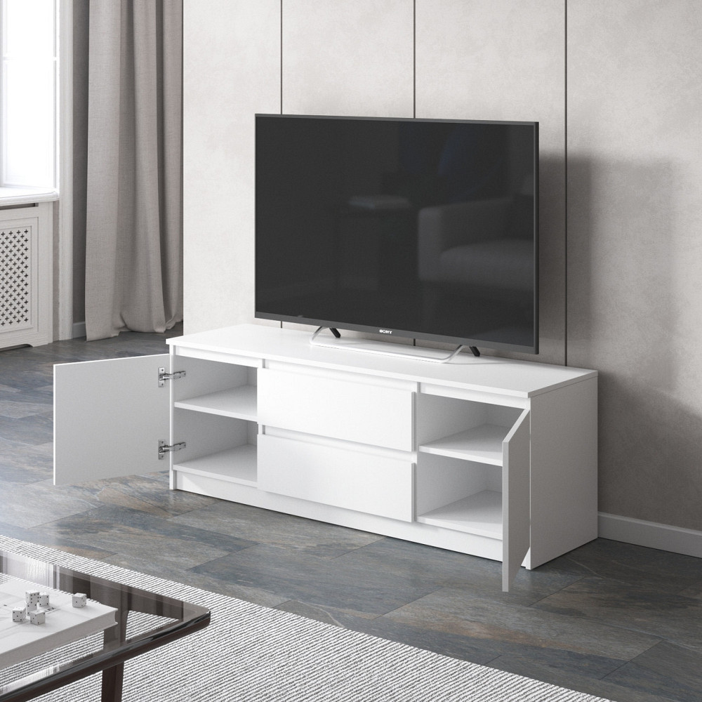 Тумба под телевизор VAYS, для гостиной, современная, 2 выдвижных ящика и две двери, без ручек R-28 Львов - изображение 3