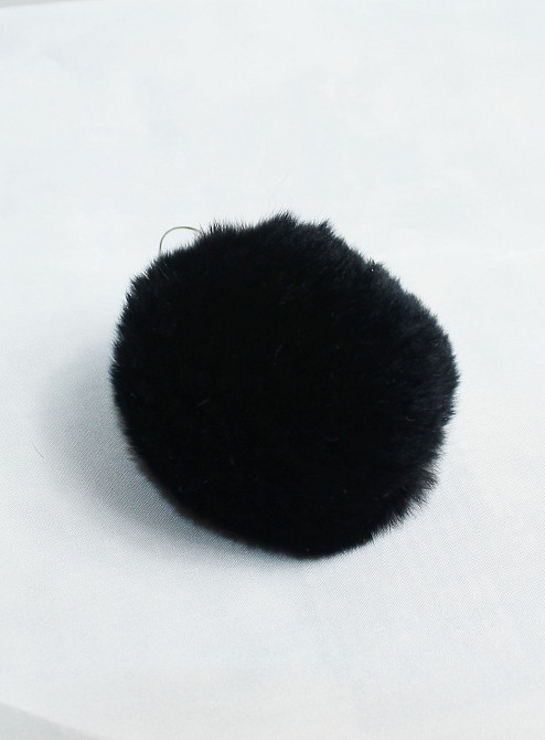 Хутряний бубон на шапку з кролика Rex Чорний Харків - фото 1