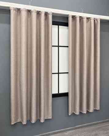 Комплект коротких штор VR-Textil Лен ELEMENTA № 1869ш Бежевый 130х170см 2 шт (35-0427) Киев