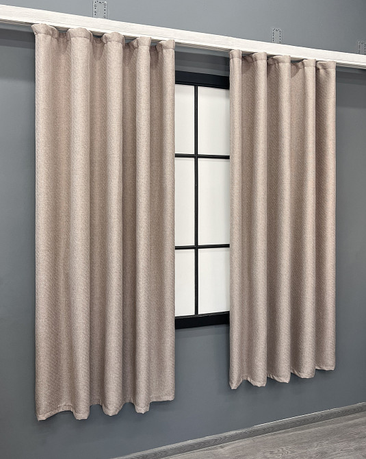 Комплект коротких штор VR-Textil Лен ELEMENTA № 1869ш Бежевый 130х170см 2 шт (35-0427) Киев - изображение 3
