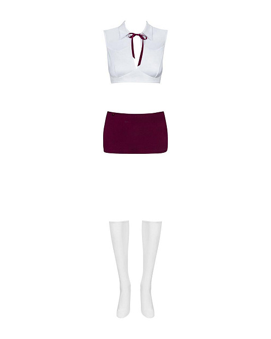 Еротичний костюм студентки Obsessive Student 4 pcs costume L/XL, топ, спідниця, стринги, гольфи Sex Aura Київ - фото 5