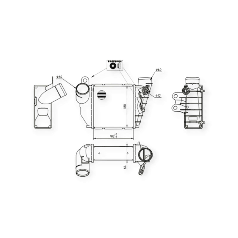 Радіатор Skoda Octavia, Volken Bora, Golf IV 1.8T, 1.9TDI (97-05) інтеркулера Мукачево - фото 1