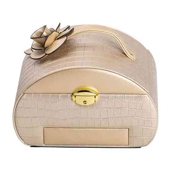 Скринька для прикрас з еко шкіри 3 яруси із замком органайзер для ювелірних виробів HP-5-21GOLD Коломия