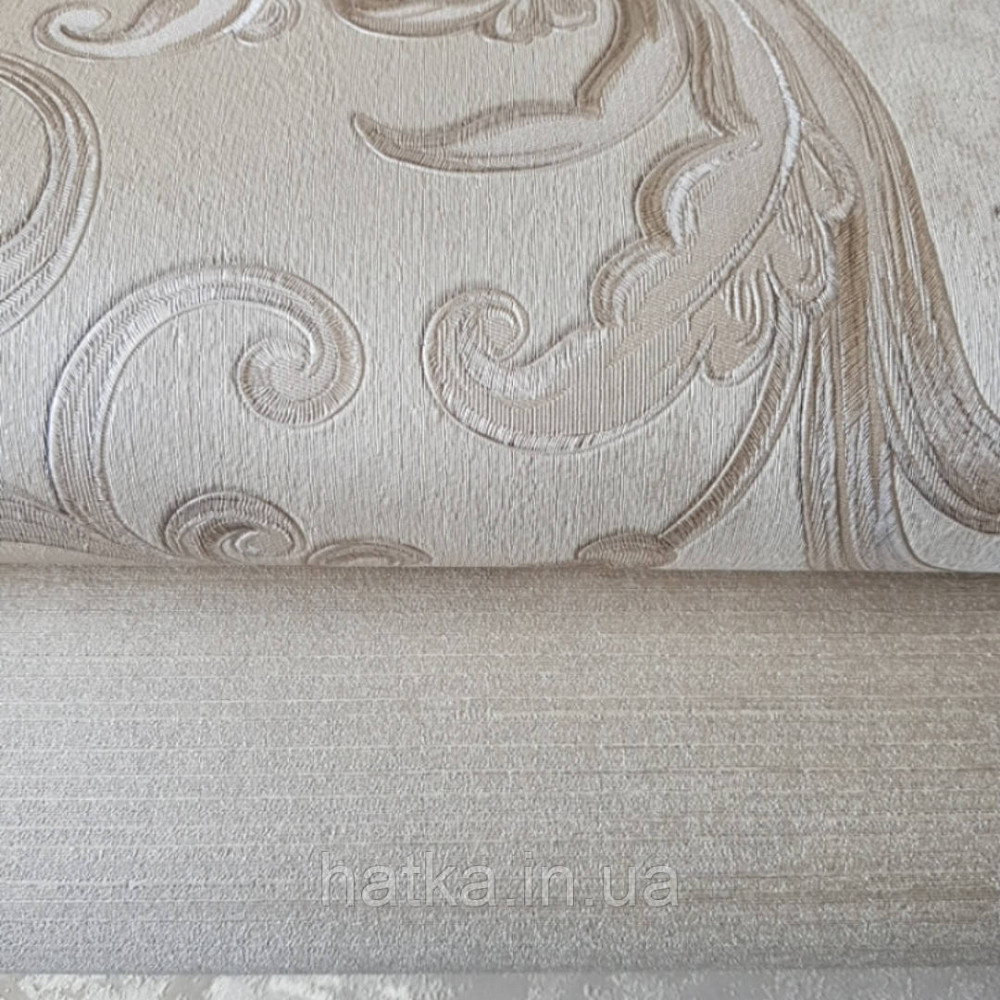 Шпалери вінілові на паперовій основі Sirpi Italian Silk 7 вензель бежевий великий основа під штукатурку Київ - фото 2