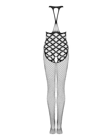 Сітчастий бодістокінг з імітацією боді Obsessive Bodystocking G332 S/M/L, black, з доступом Львів