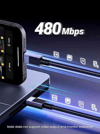 Кабель USB 2.0 Type-C M-M, 3 м, 100W （480Mbps）Сірий, L512 UGREEN Вінниця