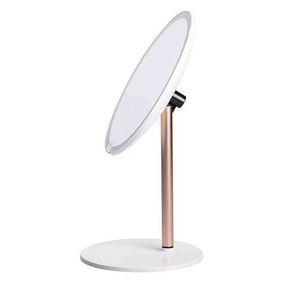 Косметическое зеркало с подсветкой настольное белое Ø21 см Киев