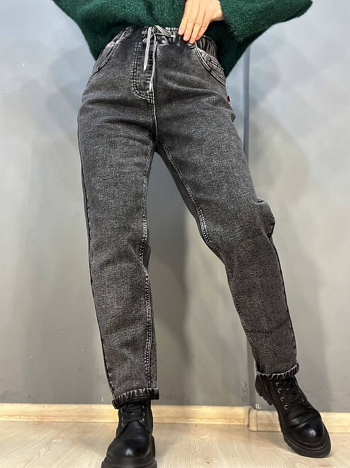 Джинси жіночі Vanver 81957 МОМ на резинці шнурок утеплені батал чорні, чорний, 31, 31, 97 см, 128 см Київ - фото 11