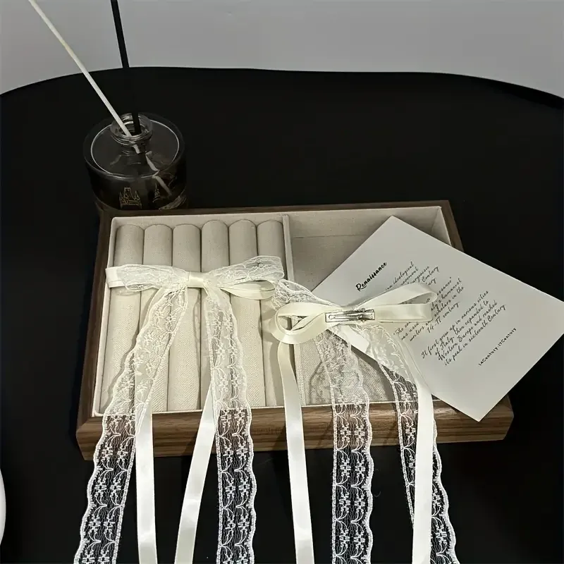 Набор бантов 2 шт — белые кружевные 10×35 см Киев - изображение 1