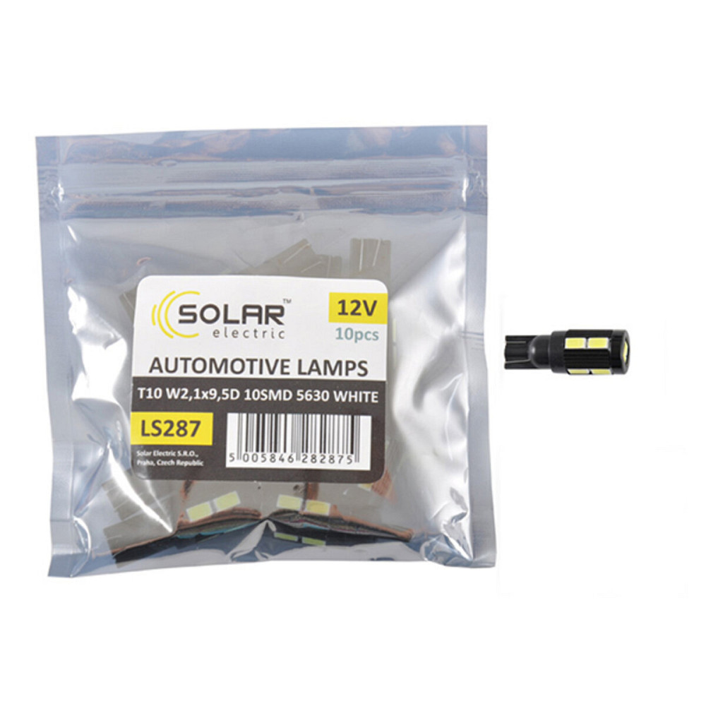 LED автолампа Solar 12V T10 W2.1x9.5d 10SMD 5630 white 10шт Київ - фото 1