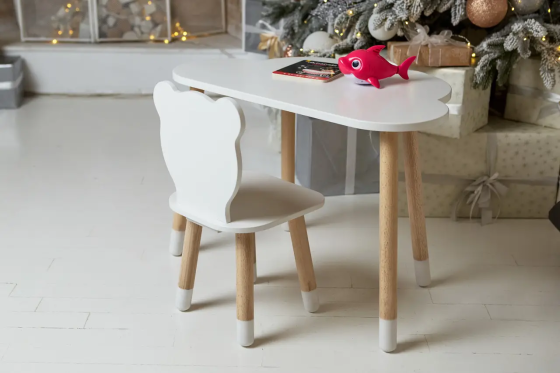 Дитячий столик Хмара та стільчик Ведмедик білий Вінниця