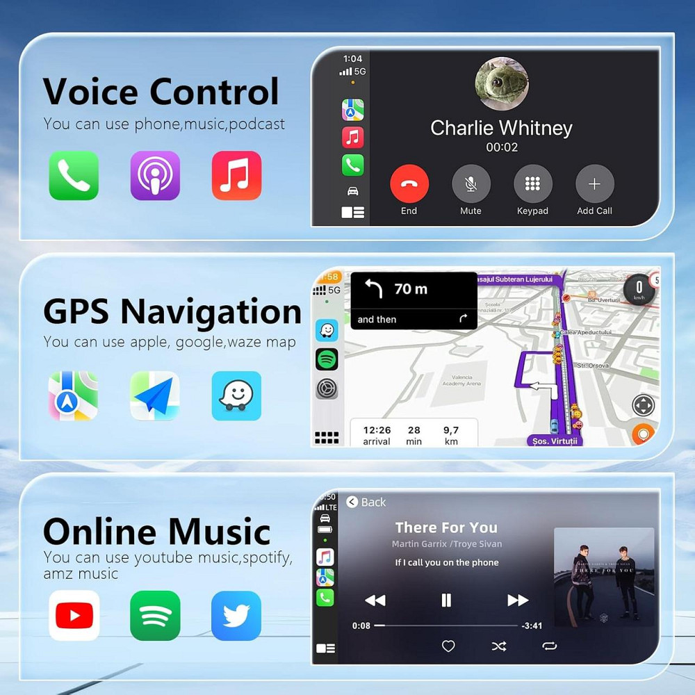 Адаптер бездротовий WCA-01 чорний конвертер дротового CarPlay в бездротовий Android Auto 5GHz WiFi Bluetooth 5.4 USB/Type-C iOS10+ Київ - фото 7