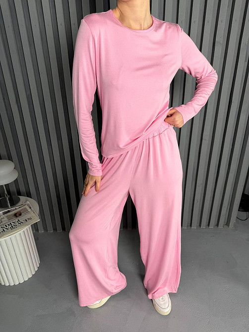 Женский базовый повседневный костюм из легкой вискозы Розовый Одесса - изображение 6