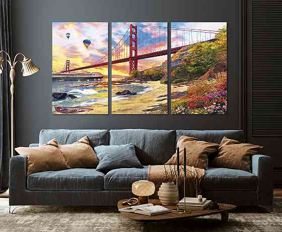 Модульна картина у вітальню/ спальню Міст Сан-Франциско ART-009_3A 70х130 см Київ