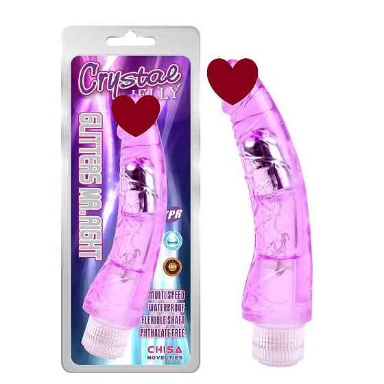 Вибромассажер реалистик Chisa Crystal Jellie с ребристой структурой, фиолетовый Sex Aura Киев