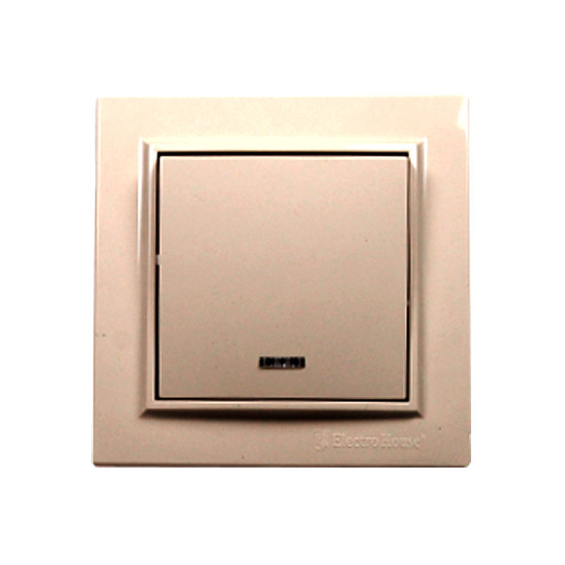 Выключатель одноклавишный с подсветкой, Enzo латте Днепр - изображение 1