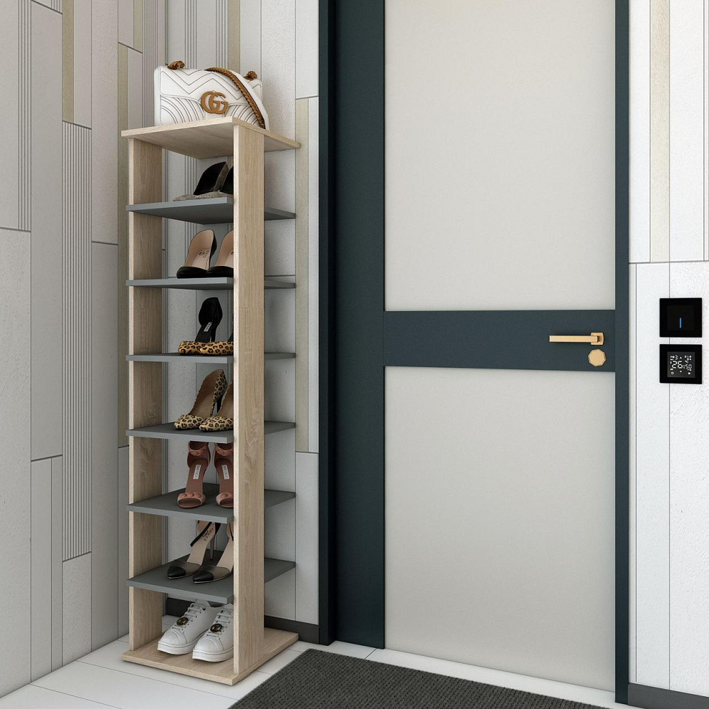 Полка для обуви Doros Паоло 38,4х38,4х153,4 см Дуб сонома/Графит (DRS-011438) Львов - изображение 1