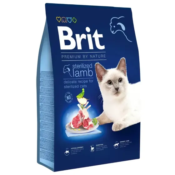 Сухий корм Бріт Brit Premium by Nature Cat Sterilized Lamb з ягням для стерелізованих котів, 1.5 кг Вінниця