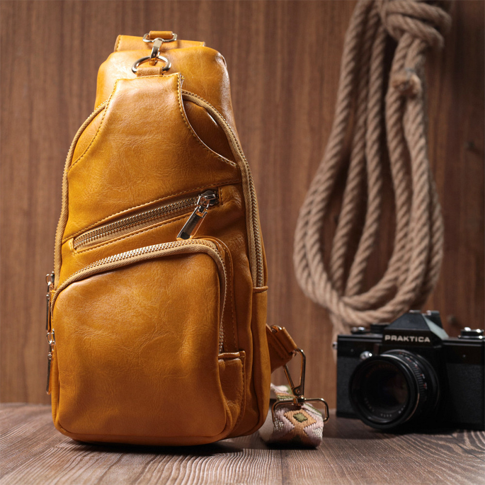 Яркая женская слинг сумка через плечо из экокожи Vintage 22753 Желтый Киев - изображение 9