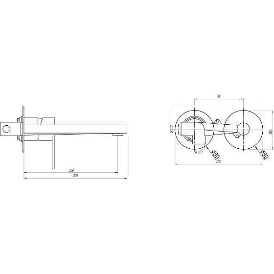Змішувач для умивальника TOPAZ BARTS TB-07235-H36 вбудований у стіну, cartridge D35 Киев