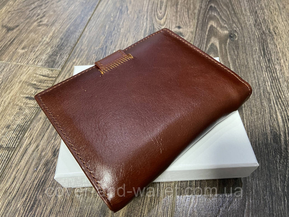 Коричневий чоловічий портмоне з блоком для документів з натуральної шкіри Horton Київ - фото 9