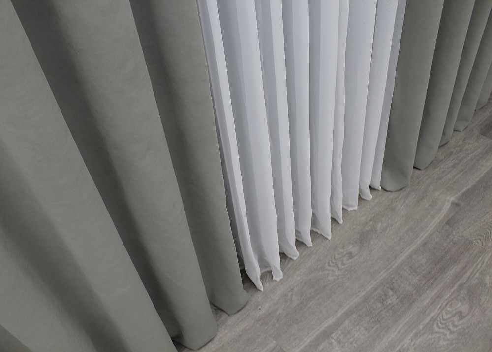Комплект готовых штор VR-Textil Микровелюр Petek № 1477ш Светло-серый 150х265 см 2 шт (39-997) Киев - изображение 7
