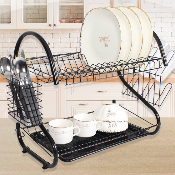 Сушарка для посуду двоярусна довга MR-1025-38-BLACK Basic Maestro Житомир - изображение 4