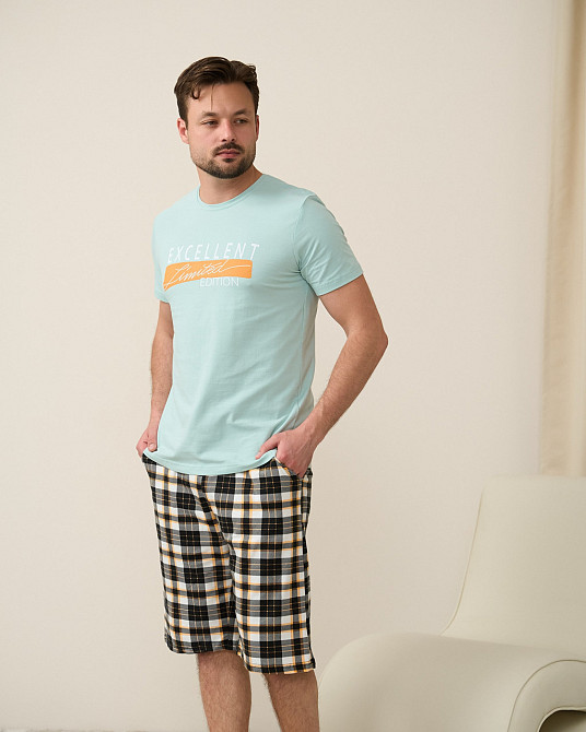 Чоловічий комплект для дому та відпочинку з шортами в карту — Excellent Tom John M Київ - фото 1
