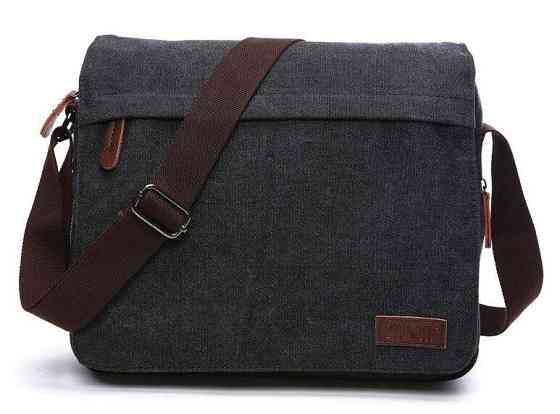 Сумка почтальонка текстильная Черная (Vintage) Киев