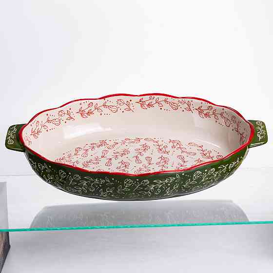 Yiwu Форма для запікання Vintage 40×25×6.5 (см) овальна з ручками Зелена HM05-04 Коломия