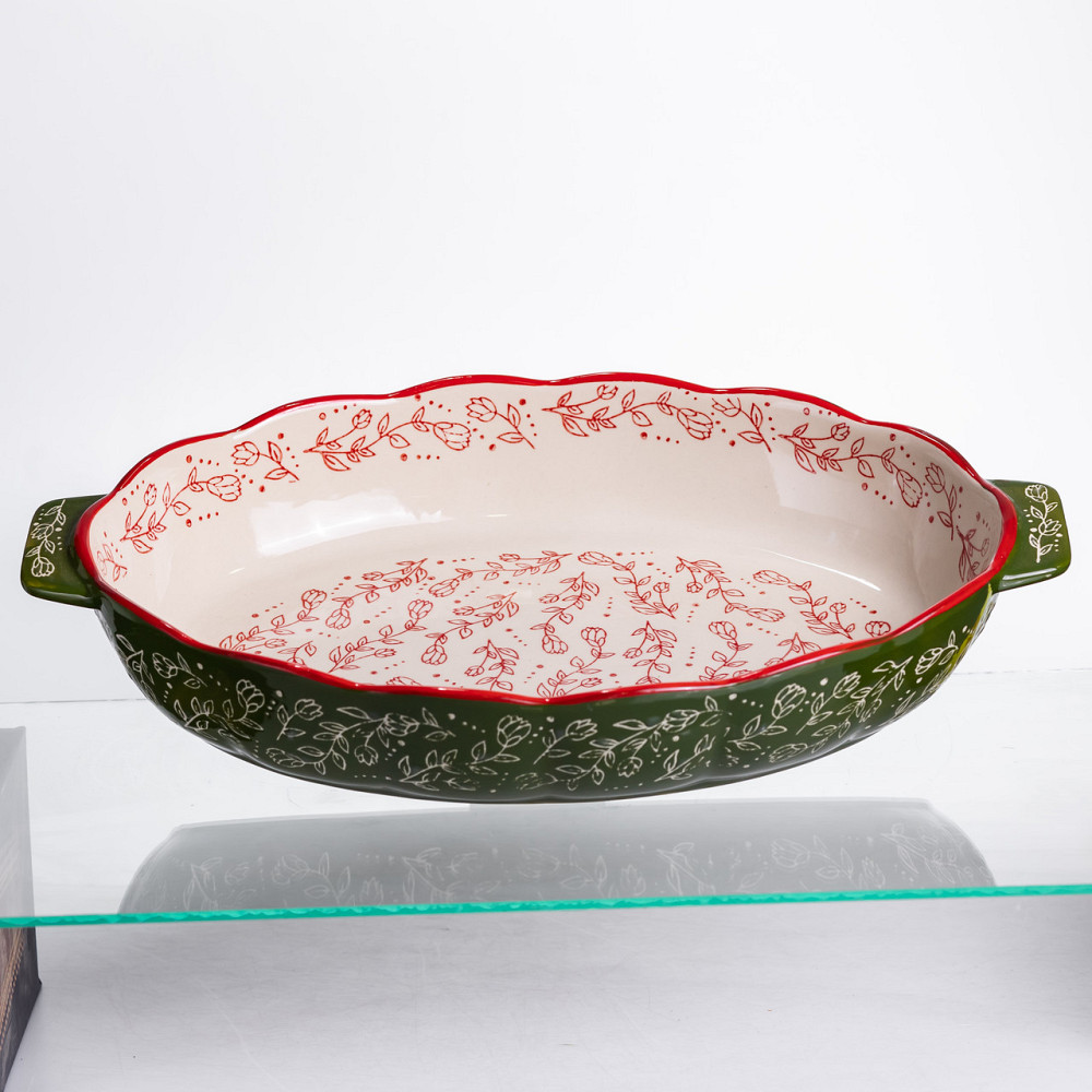 Yiwu Форма для запікання Vintage 40×25×6.5 (см) овальна з ручками Зелена HM05-04 Коломыя - изображение 1