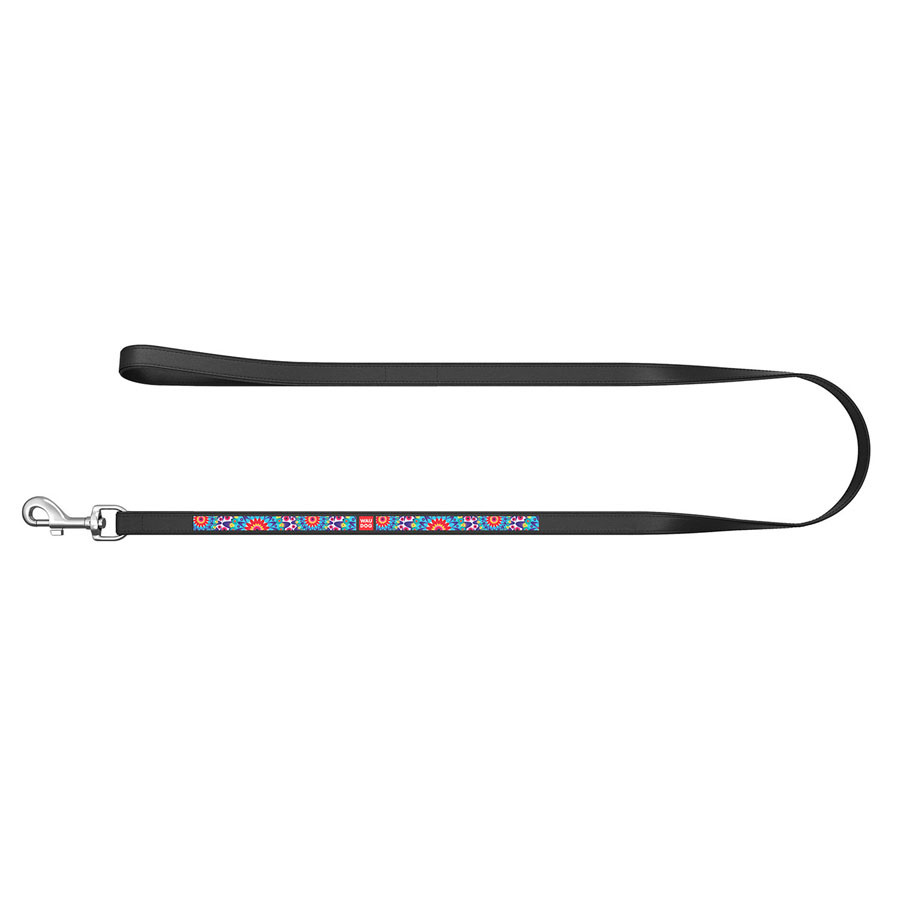 Повідець WAUDOG Design з малюнком "Квіти" (ширина 25 мм, довжина 122 см) чорний Коломия - фото 2