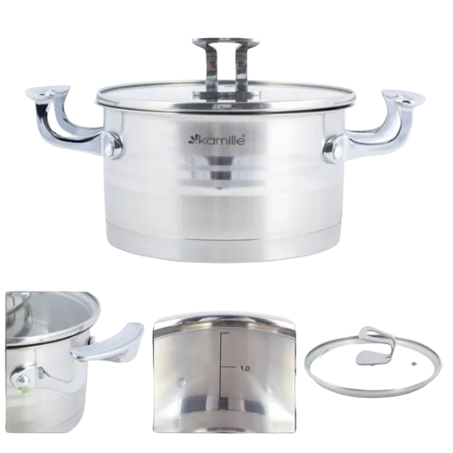 Каструля нержавіюча сталь 3,1л 20*11см з кришкою 5855 KAMILLE Житомир - изображение 6