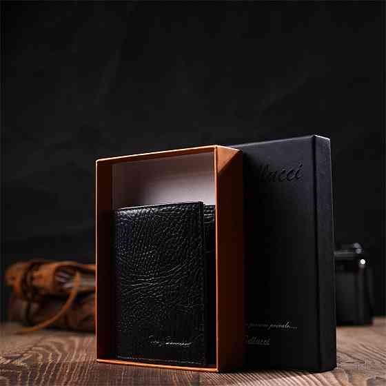 Компактний гаманець із зручним функціоналом із натуральної шкіри Чорний (Tony Bellucci) Київ