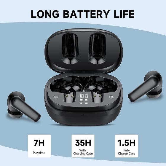 Беспроводные headphones Aowoka IT510 Bluetooth 5.3, наушники-вкладыши 4 микрофона CVC8.0 влагозащита IPX5 с LED экраном Киев