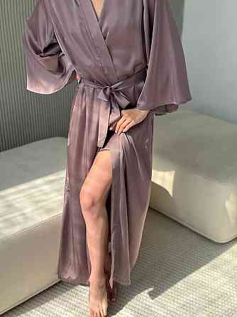 Жіночий довгий шовковий халат Мокко L/2XL Харьков