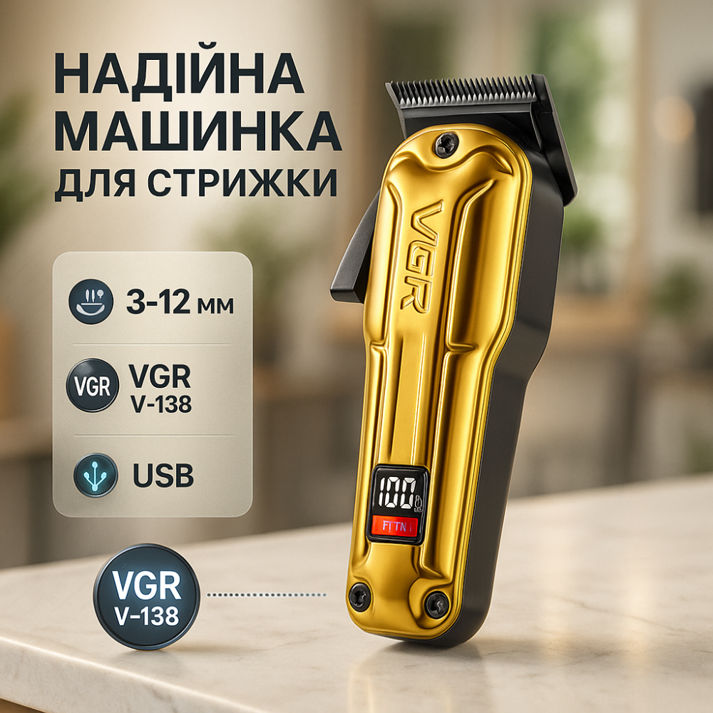 Классная машинка для стрижки волос VGR V-138, Машинка для стрижки волос с хорошим дизайном LA-52 Львов - изображение 19