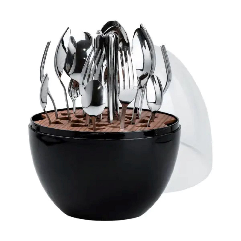 TS Kitchen Набір столових приладів на 6 персон із нержавіючої сталі 24 штуки з підставкою Яйце Киев - изображение 1