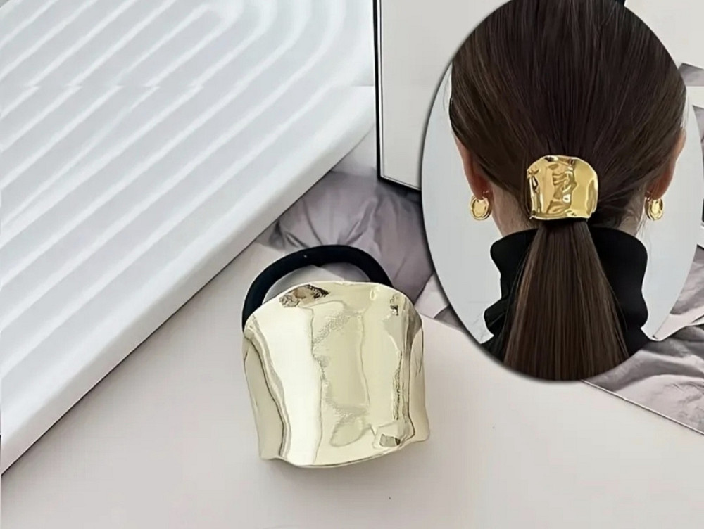 Гумка для волосся із золотистою вставкою Сміла - фото 1