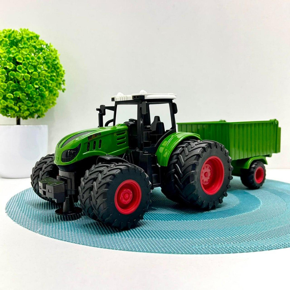 Трактор іграшковий з причепом 1:24 гумові колеса Зелений (99-77B) Чернигов - изображение 1