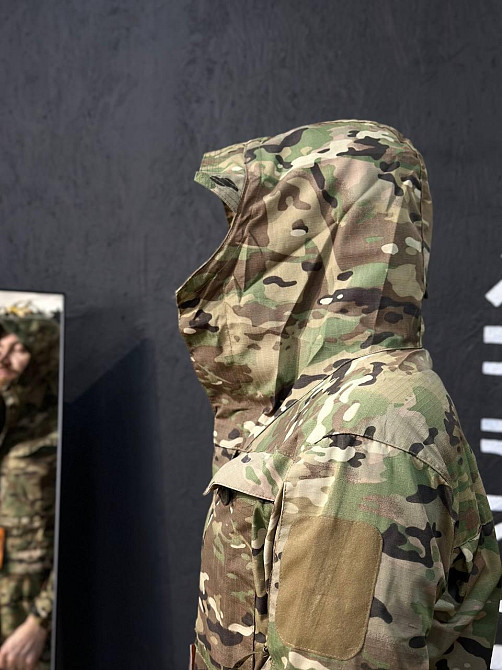 Армійська куртка з капюшоном та липучками зручна легка демісезонна з кишенями і захистом від вітру Львів - фото 5