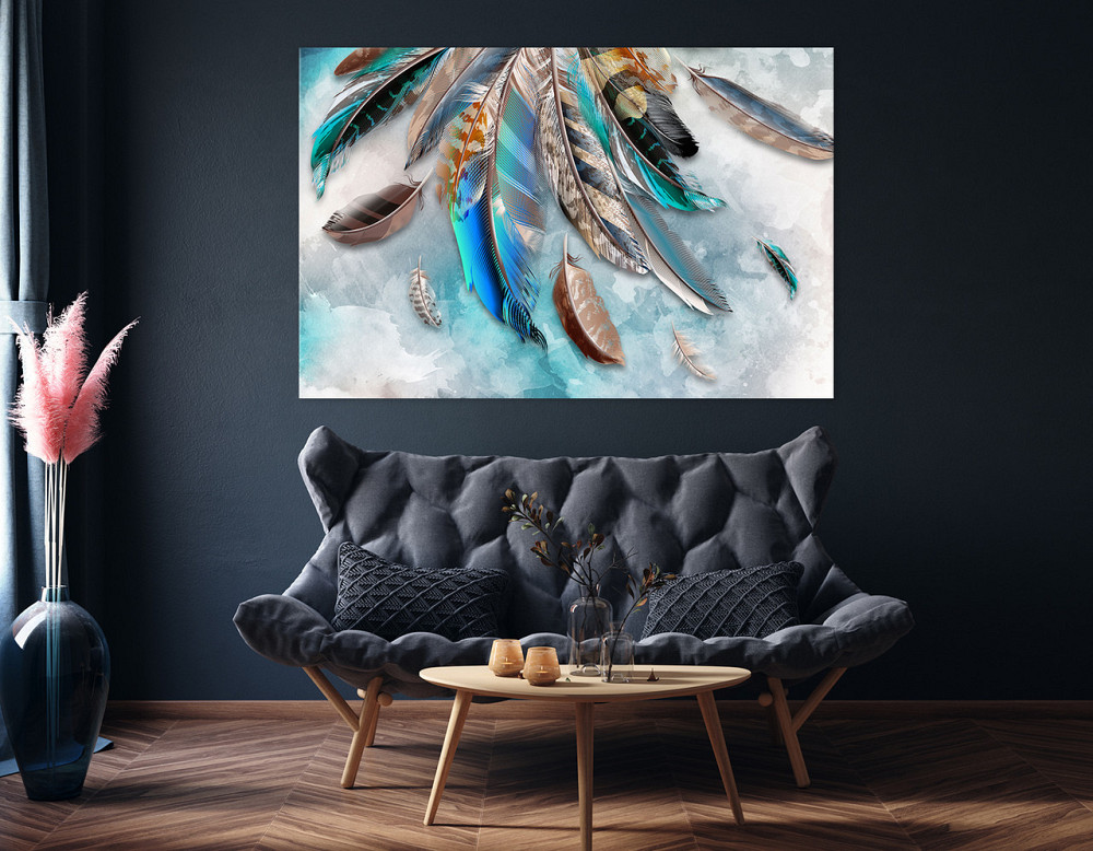 Картина холст у вітальню / спальню Абстракція пір'я      MLP_16  ( 60х30см ) 90х180см Київ - фото 4