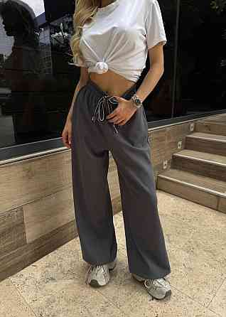 Женские стильные оверсайз брюки турецкая лакоста Графит Одесса